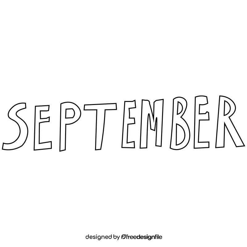 September calendar sign black and white clipart