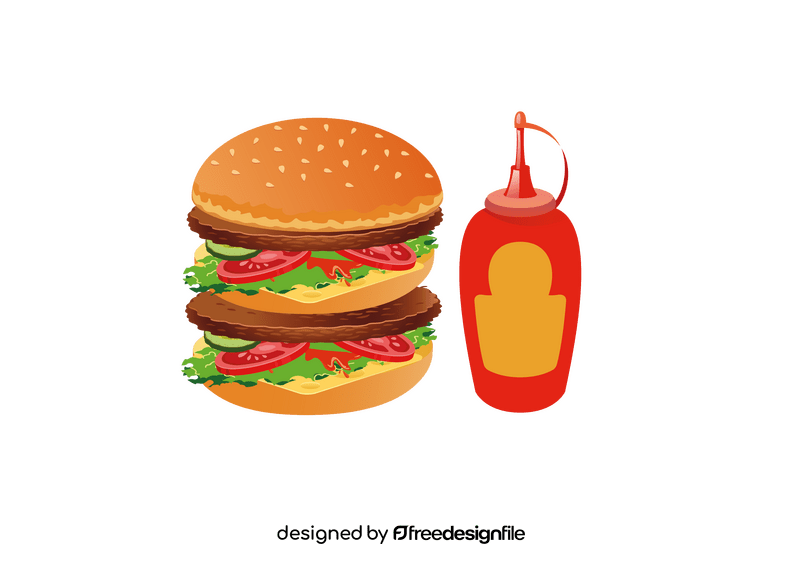 Double Beef Big Mac Hamburger with Ketchup clipart