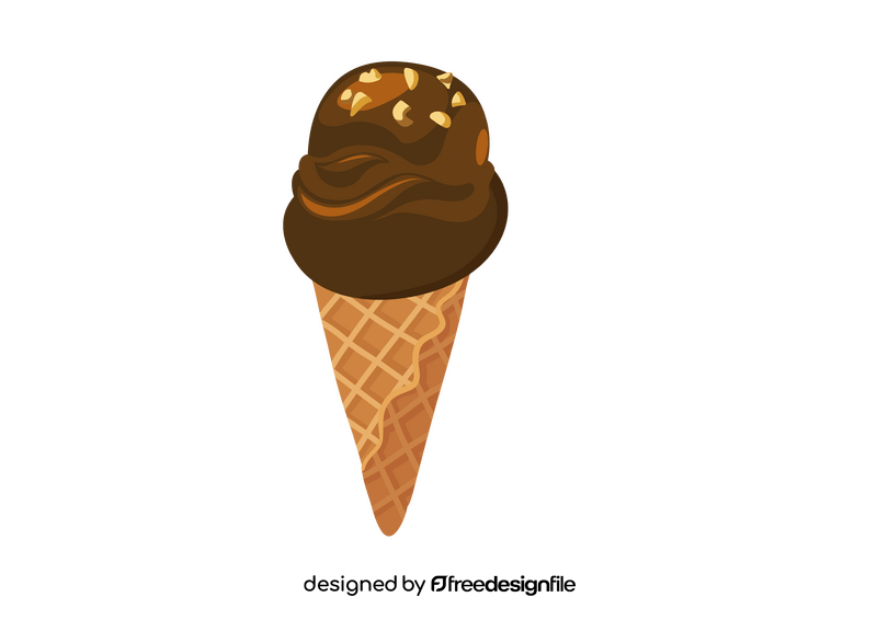 Chocolate Ice Cream in Waffle Cone clipart