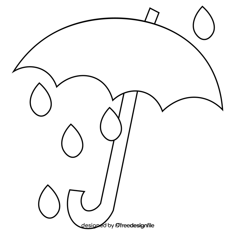Umbrella and rain black and white clipart