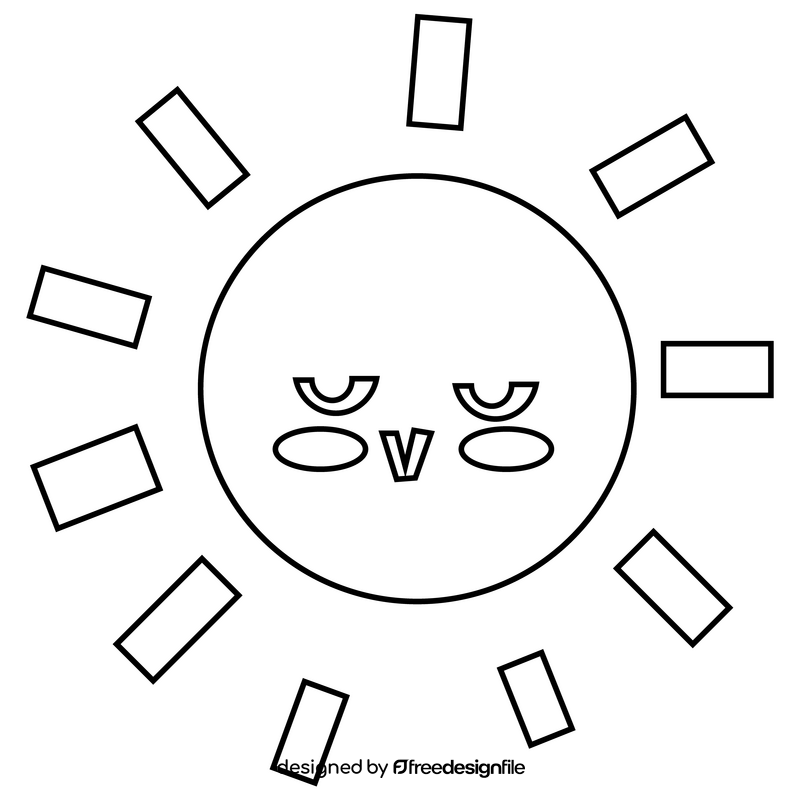 Cartoon sun black and white clipart