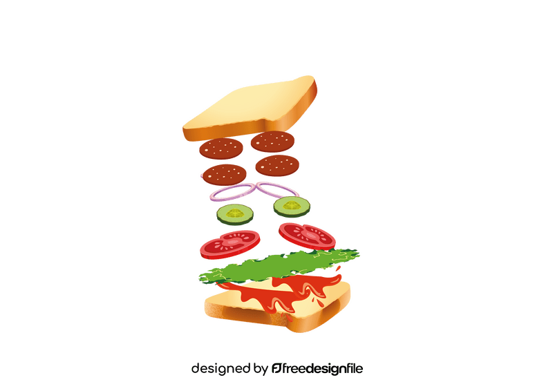 Sandwich with Flying Ingredients clipart