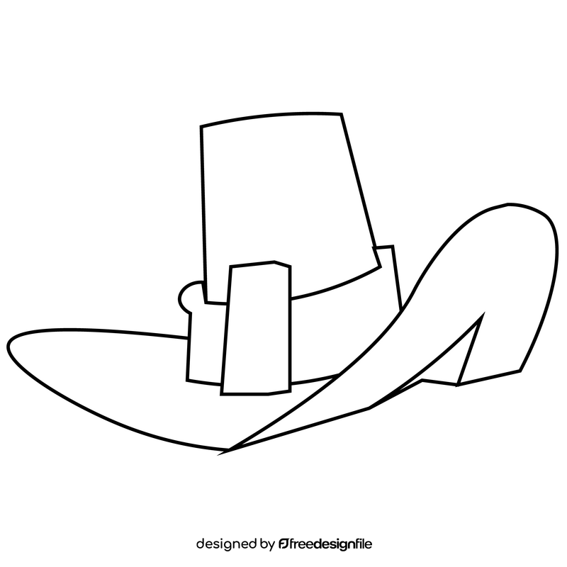 Pilgrim hat illustration black and white clipart