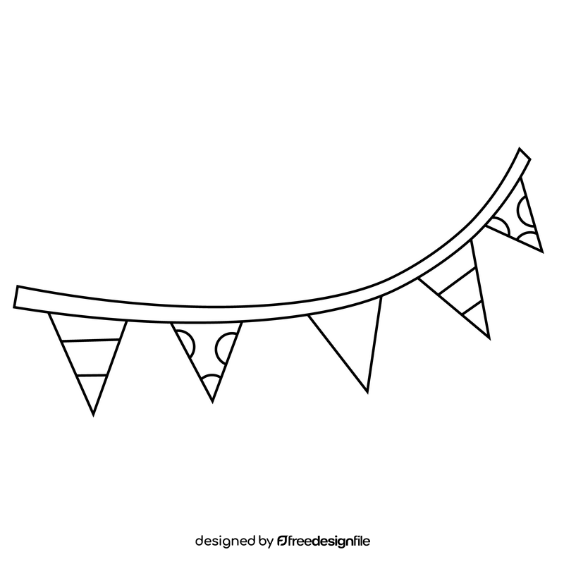Free flag garland black and white clipart