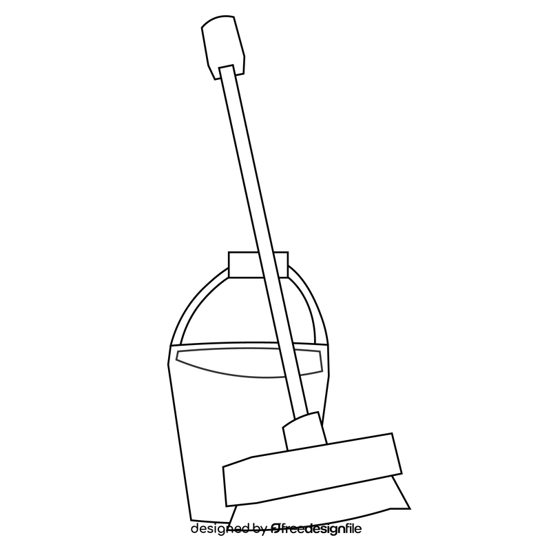 Mop and bucket black and white clipart