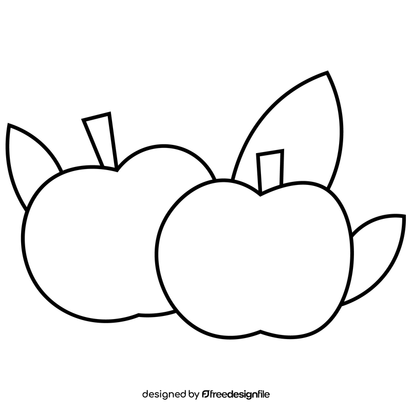 Cartoon apples black and white clipart