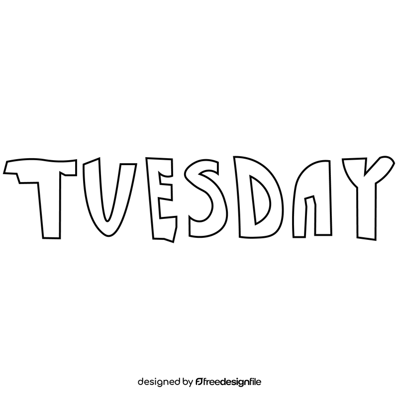 Tuesday sign black and white clipart