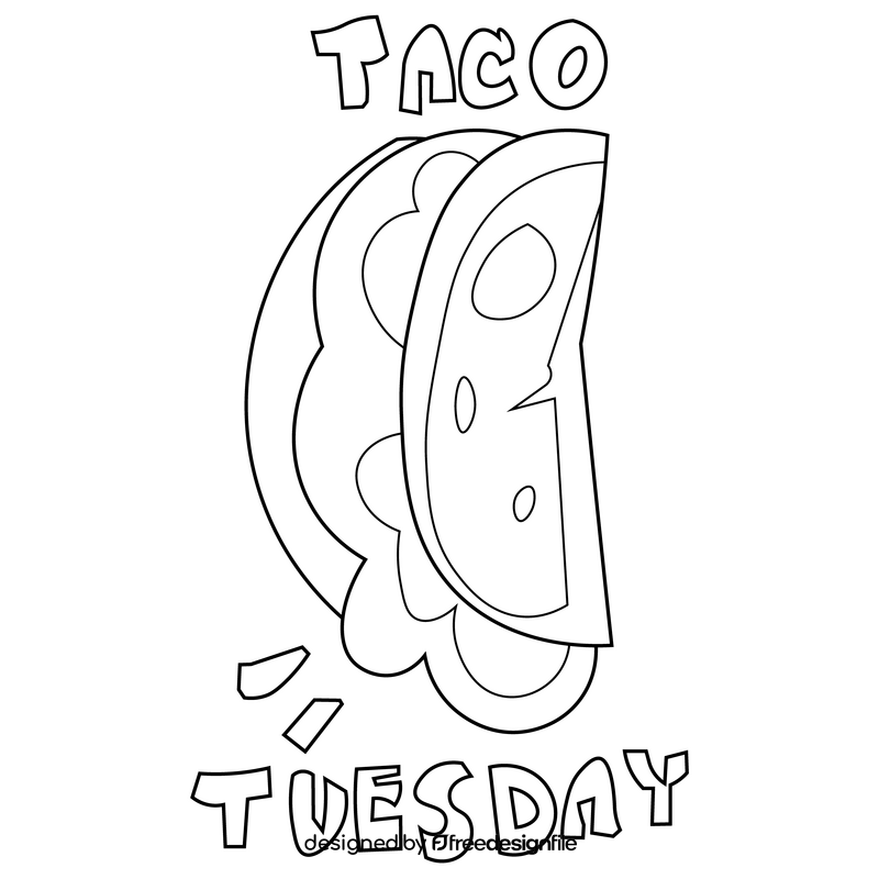 Taco tuesday black and white clipart