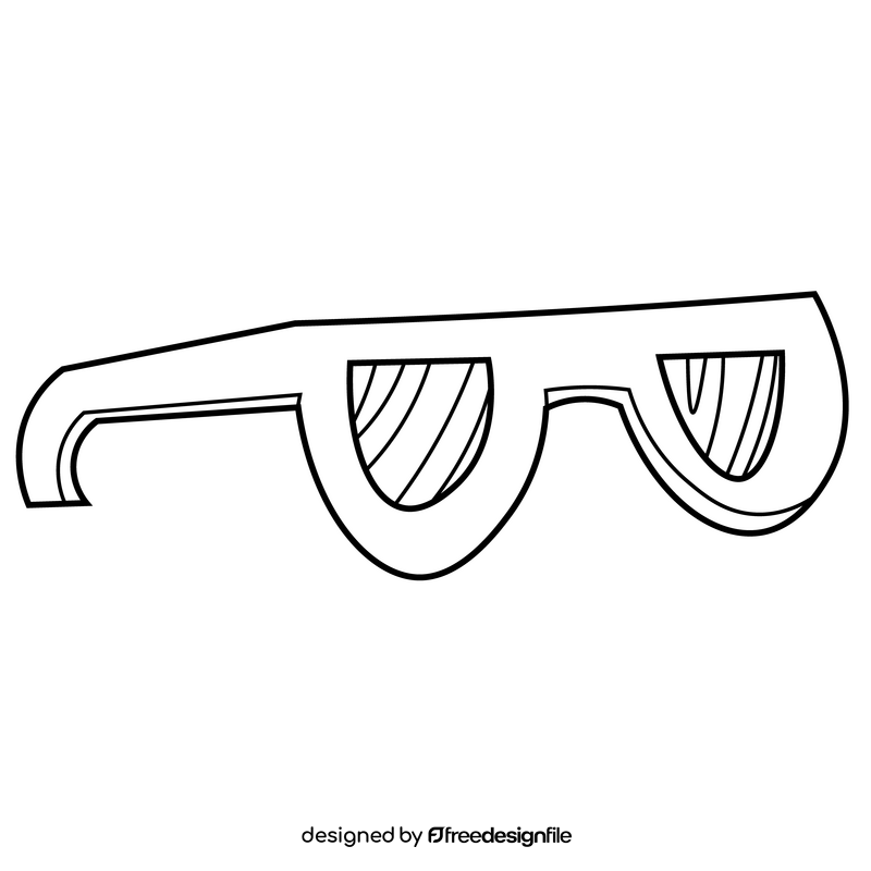 Cartoon glasses, sunglasses black and white clipart