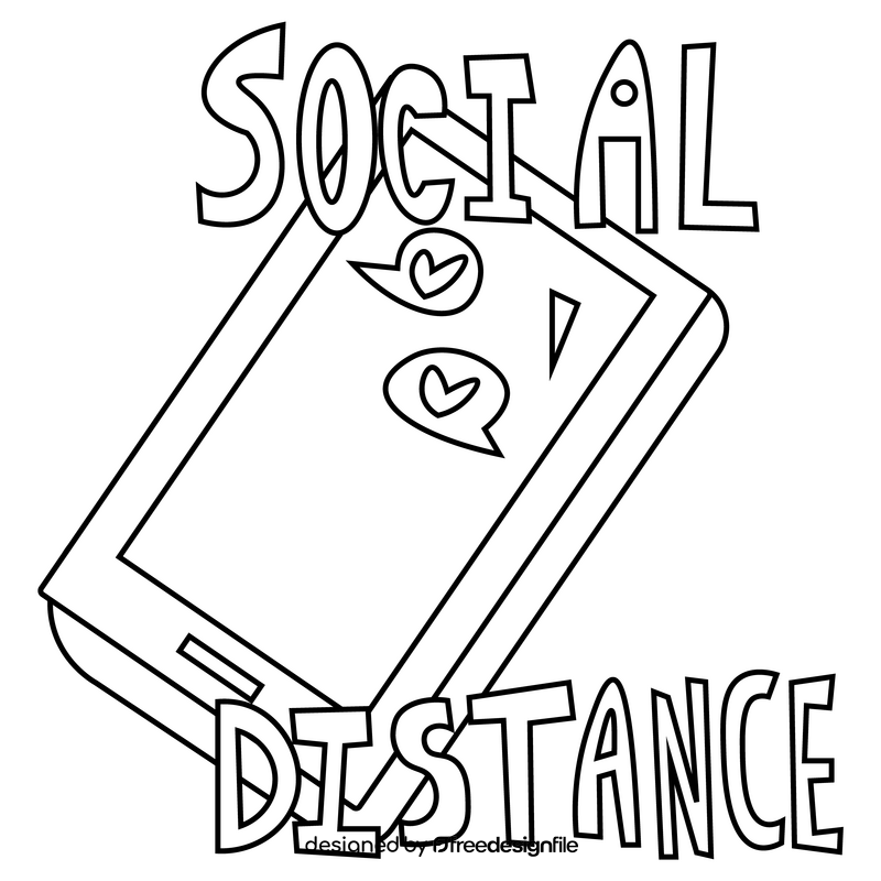 Social distance black and white clipart