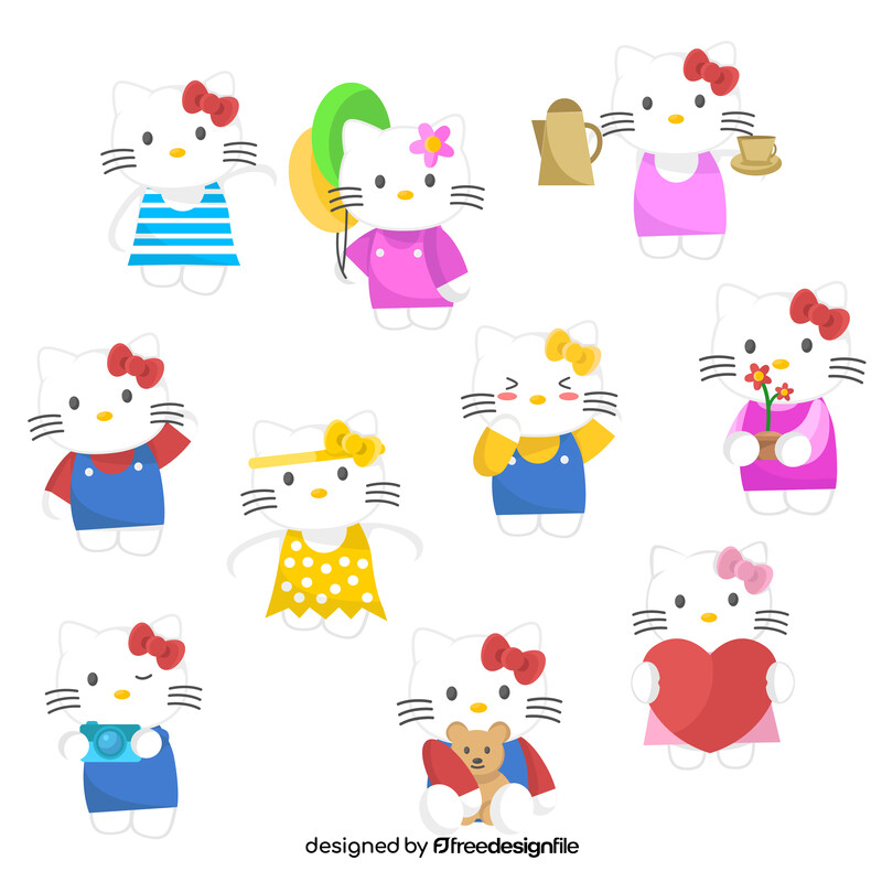 Hello Kitty set vector