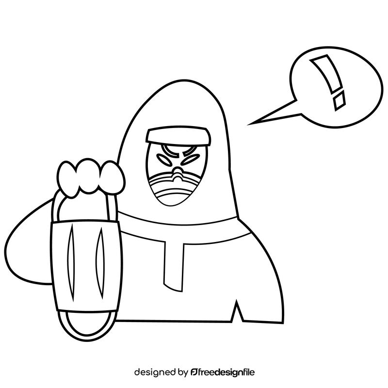 Disinfection worker with mask black and white clipart