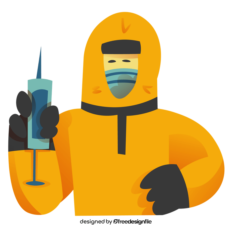Disinfection worker with disinfectant clipart