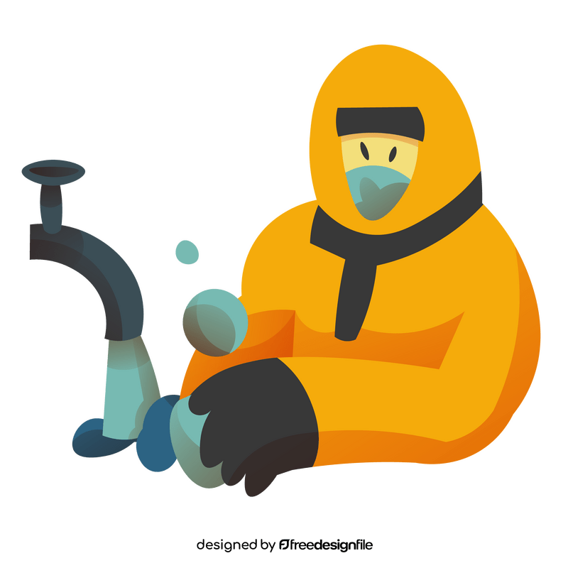 Disinfection worker cleaning hands clipart