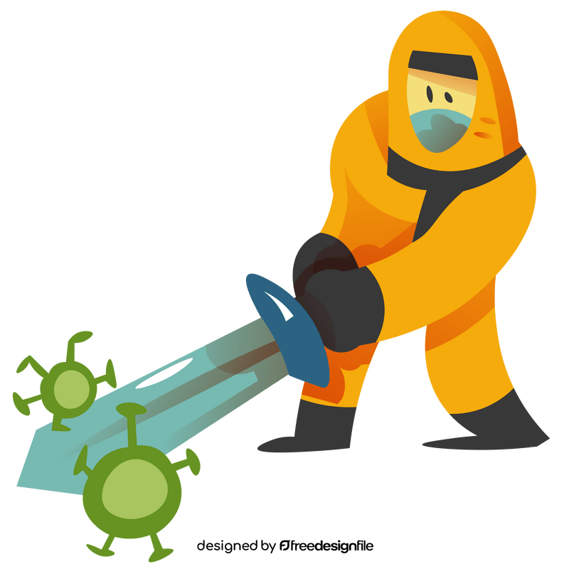 Disinfection worker with sword cartoon clipart