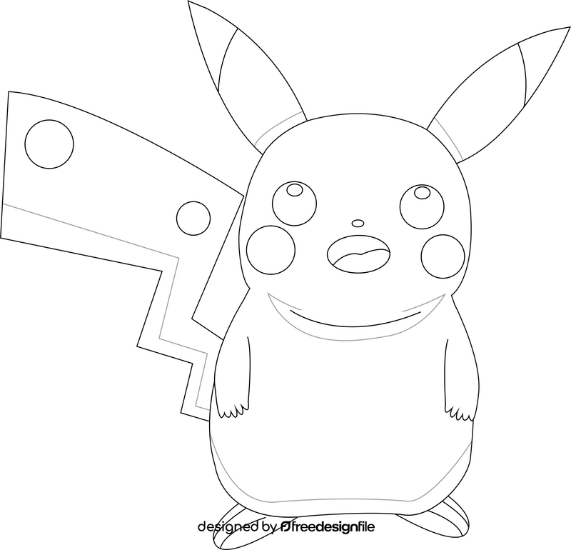 Pikachu Pokemon black and white clipart free download