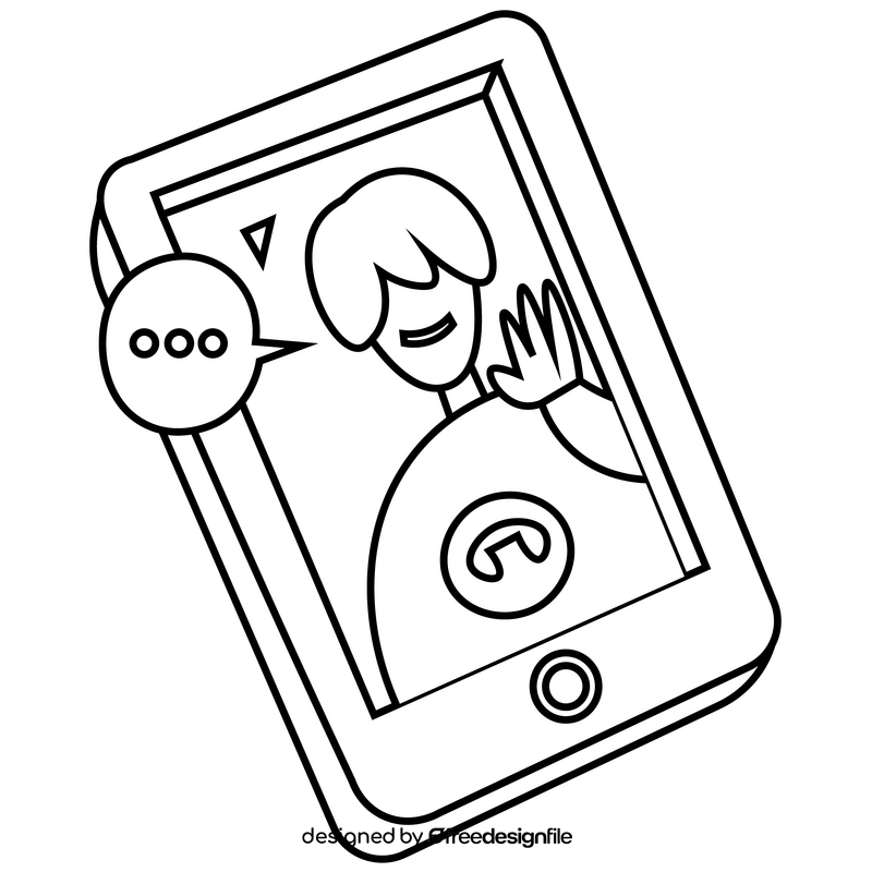 Isolation phone call black and white clipart