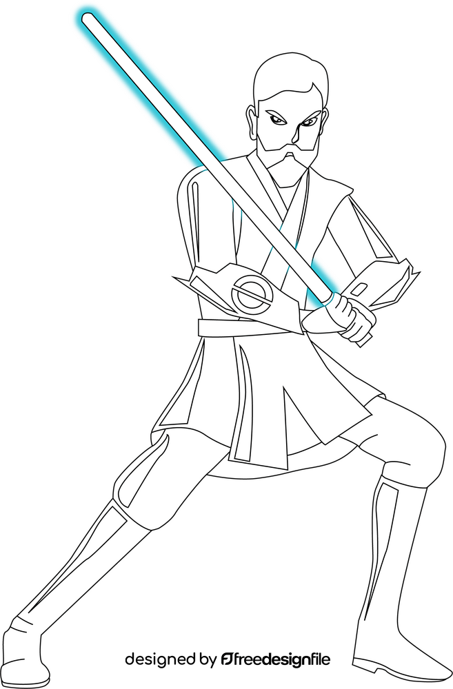 Obi wan Kenobi black and white clipart