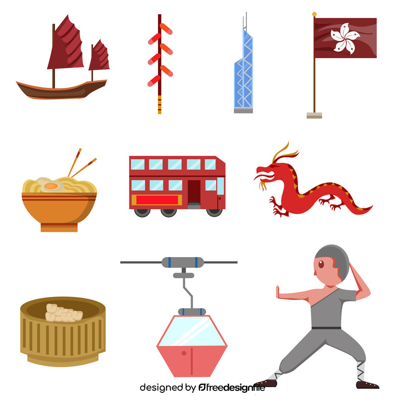 Hong Kong traditional symbols vector