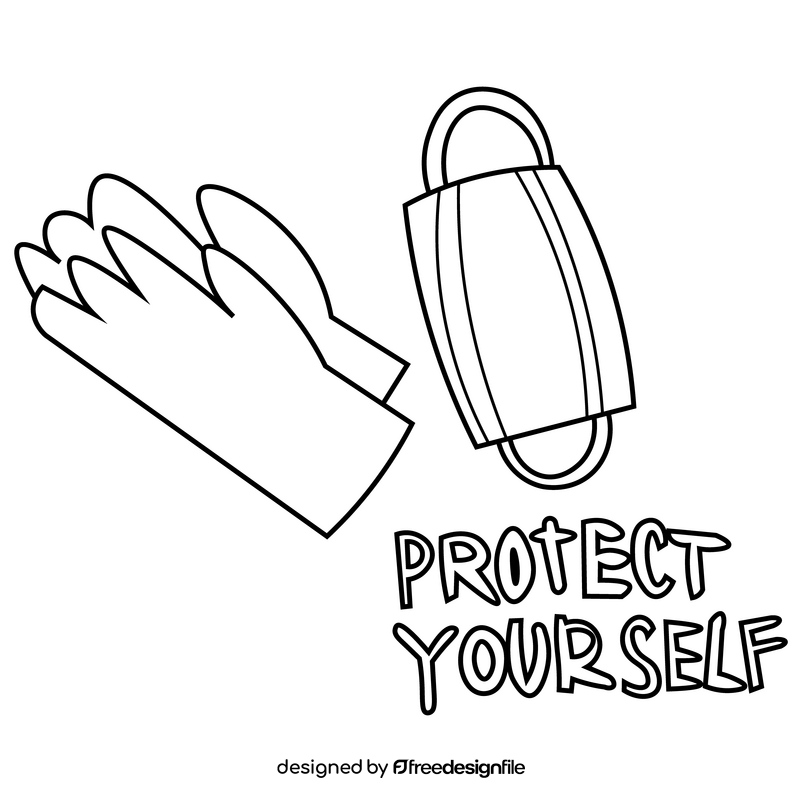 Isolation routine, protect yourself, stay safe black and white clipart