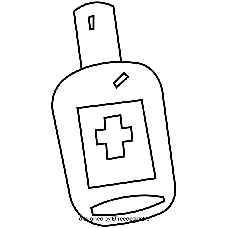 Medical disinfectant bottle black and white clipart