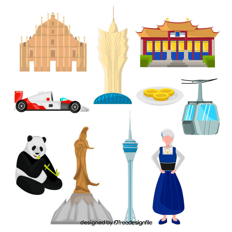 Macau traditional symbols vector