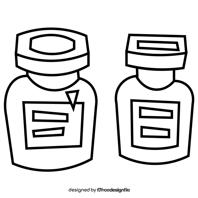 Medicines cartoon black and white clipart