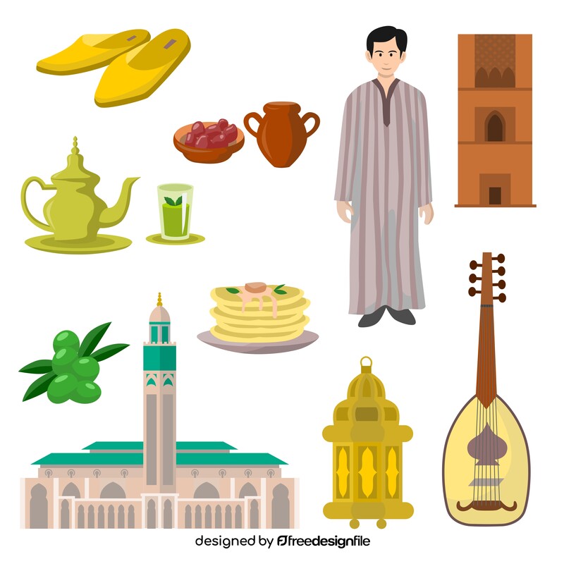 Morocco traditional symbols vector free download