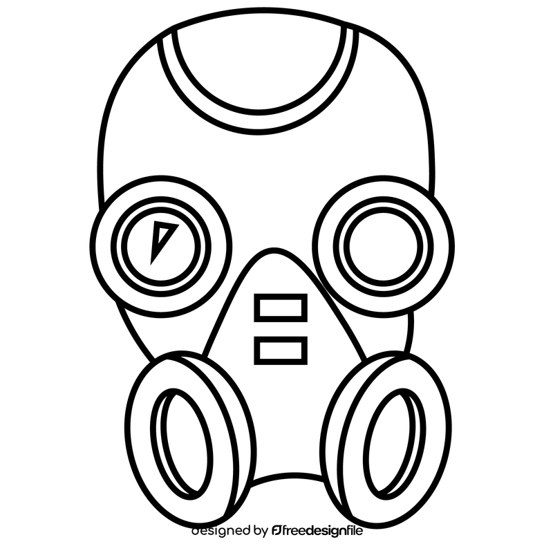 Medical respirator mask drawing black and white clipart