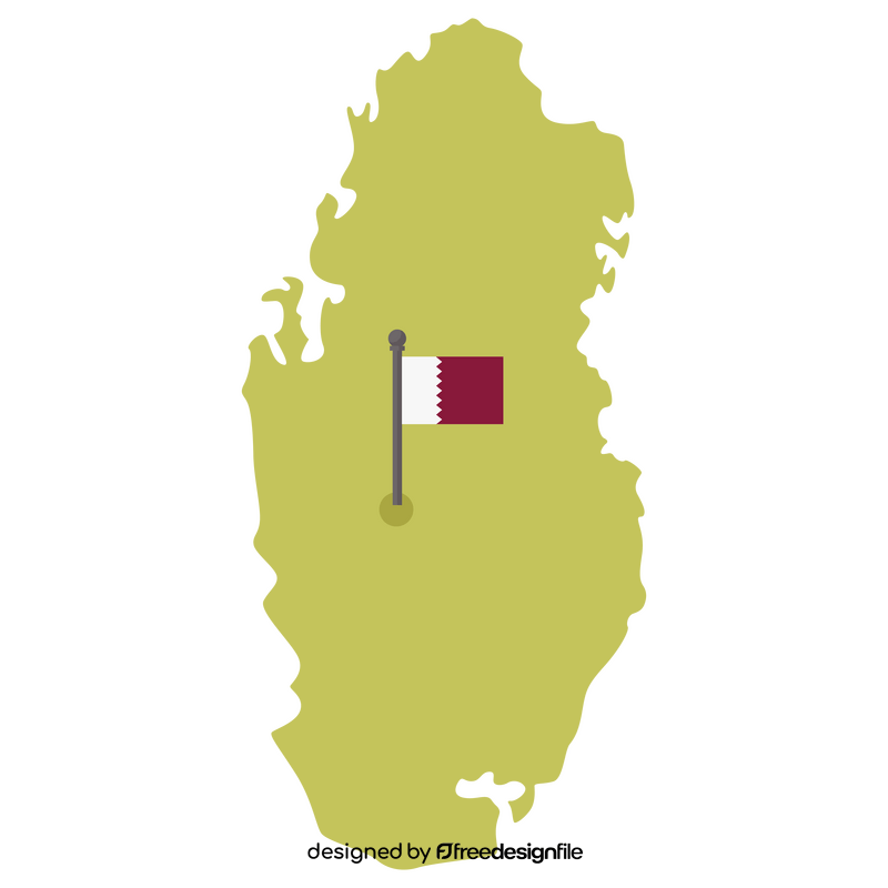 Qatar map and flag clipart