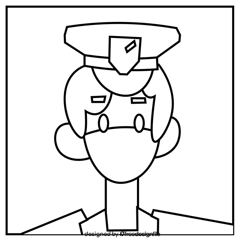 Personnel policeman during coronavirus pandemic black and white clipart