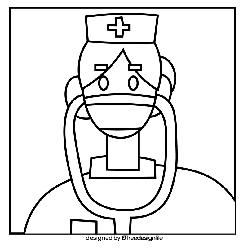 Personnel health worker during coronavirus pandemic black and white clipart