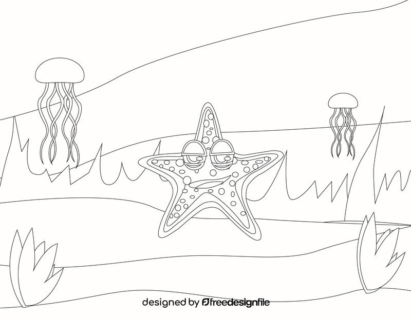 Cute starfish black and white vector