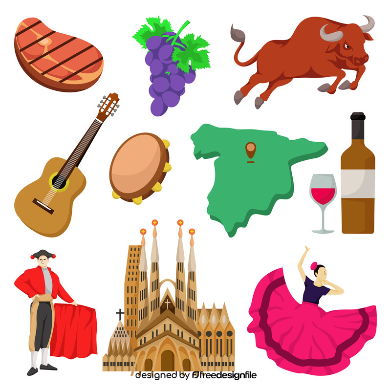 Spain traditional symbols vector