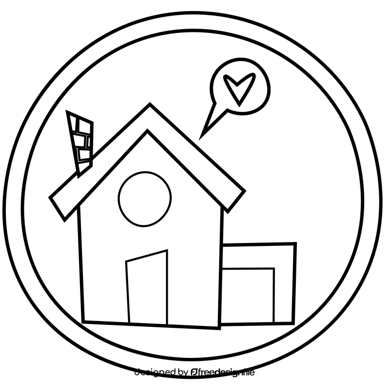 Stay at home black and white clipart