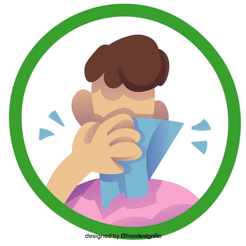 Cough and sneeze into the tissue clipart