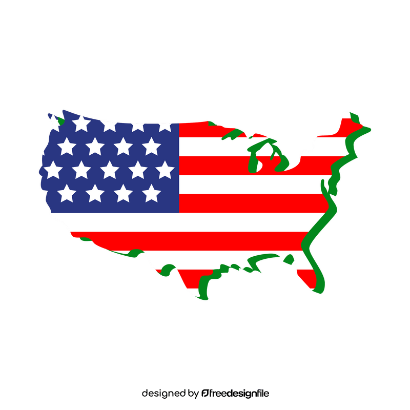 USA flag map clipart