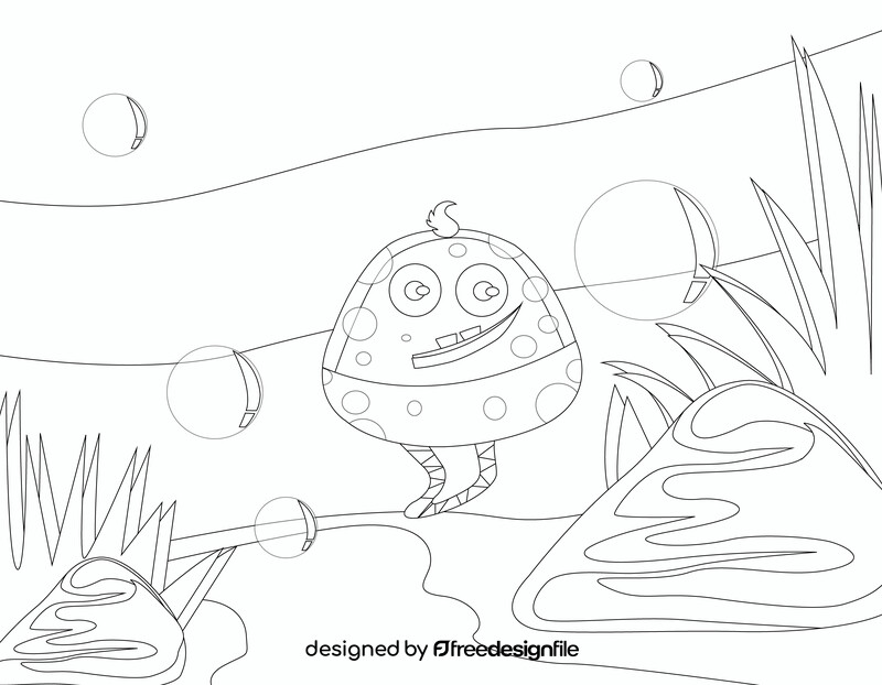 Tadpole cartoon black and white vector