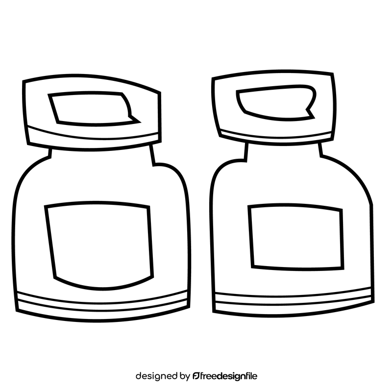 Laboratory flasks cartoon black and white clipart