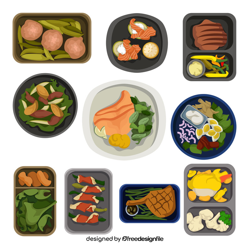 Keto diet meals set vector