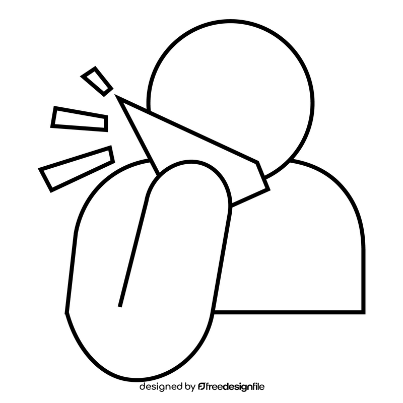 Stickman cough and sneeze into the elbow or tissue black and white clipart