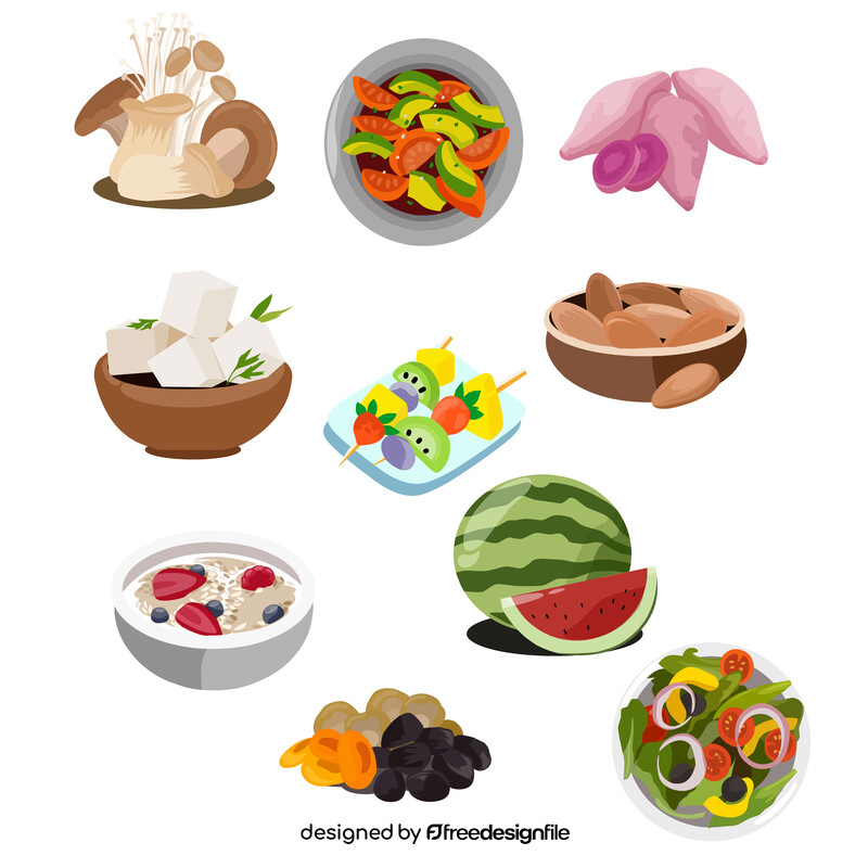 Set of diifferent kind of healthy food vector