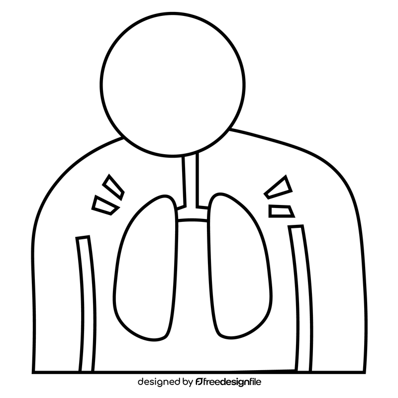 Stickman covid pneumania lungs sick black and white clipart