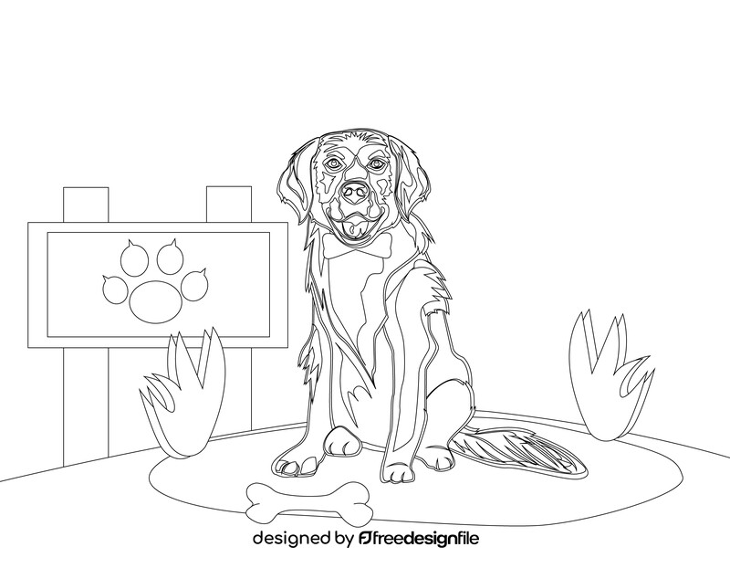 Golden retriever black and white vector