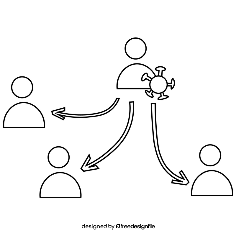 Stickman spreading the virus black and white clipart