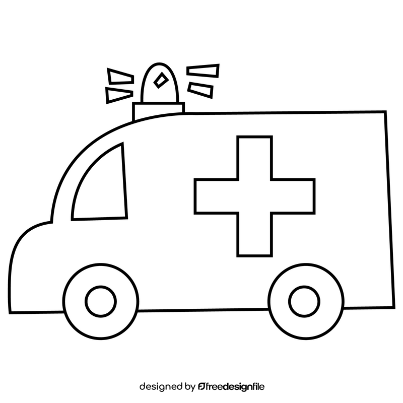 Ambulance cartoon black and white clipart
