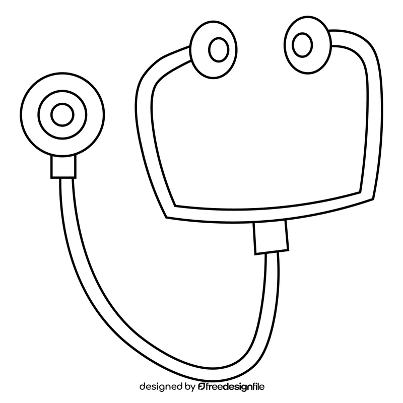 Stethoscope cartoon black and white clipart