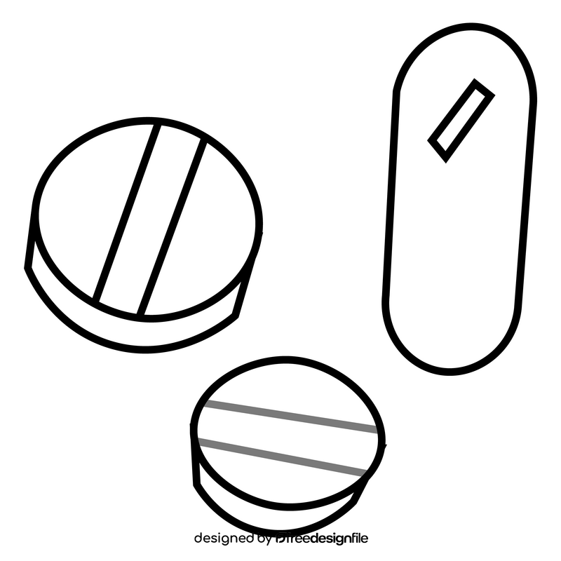 Medicine pills drawing black and white clipart