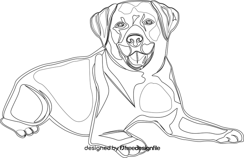 Labrador dog black and white clipart