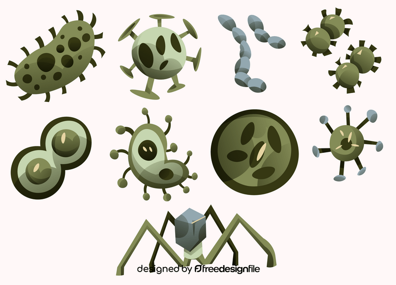 Virus bacteria icon cartoon set vector